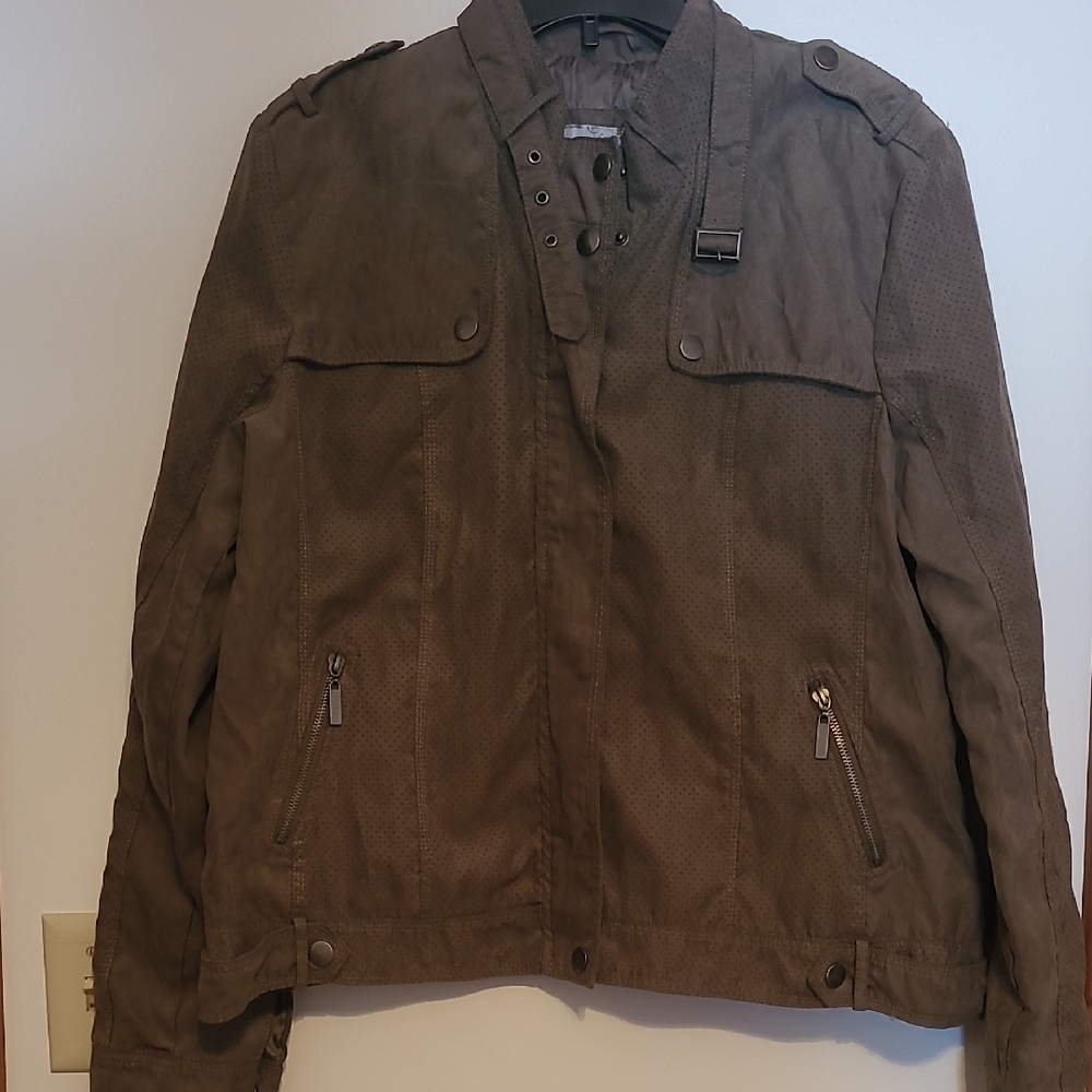 Inked & Faded Womens Olive Green Zip Front Military Style Jacket SZ XL